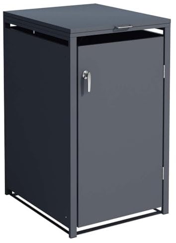 SCHARTEC® Mülltonnenbox 1er in anthrazit Einhandbedienung & erweiterbar 240l Mülltonnenverkleidung Mülltonnen Sichtschutz Unterstand