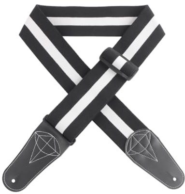 Muuoeou Electric Guitar Bass Straps Soft Adjustable Acoustic Guitar Strap Folk Guitar Strap Black+White