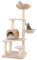 COSTWAY Arbre a Chat Bois 150 cm, Arbre a Chat Design, 5 Griffoirs Chat en Sisal, 4 Plateformes, Condo en Quenouille Tressée, Panier, Arbre à Chat XXL, Coussins Amovible, Tour pour Chat à 5 Étages