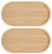 Mabor Lot de 2 plateaux à café en bambou - Petit plateau ovale en bambou pour dessous de verre - Pour dessous de verre, café, gâteau, boulangerie, salle de bain, cuisine (17,5 x 8,8 cm)