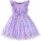 LUVCES Bambina Ragazze Vestito da Principessa Casual Manica Corta con Volant Tutu Abiti Motivo Floreale Vestiti in Tulle con Paillettes per Bambini Paillettes Viola 4-5 Anni
