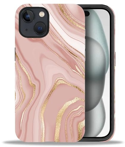 Cute Case Compatible with for iphone 13, Pink Marble Phone Case for Women Girl Men-Durable Protection Case for iphone 13