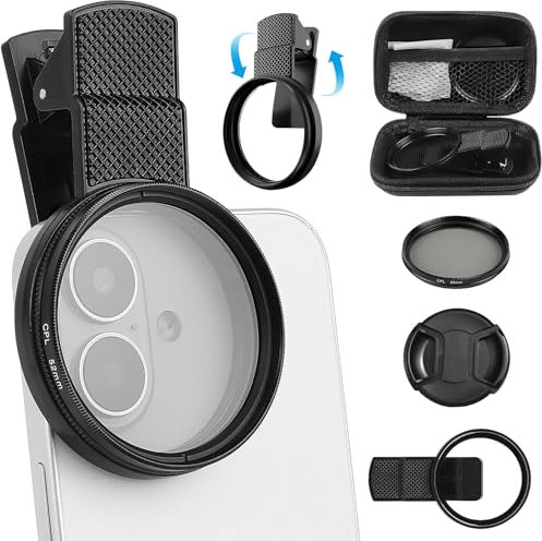 Clip-0n CPL Kit de filtres polarisants circulaires polarisants rétroéclairés HD pour iPhone 16, 15, 14, 13, 12, 11 (1 lot)