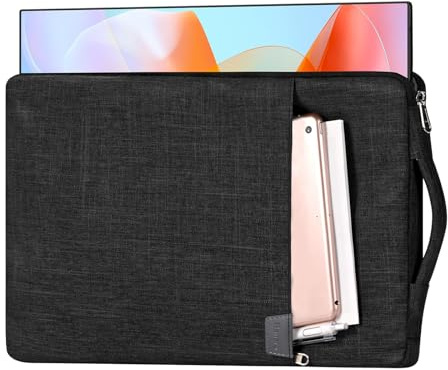 17.3-inch Portable Monitor Case with Acessories Storage | Sleeve for Most 17.3 Portable Monitors, Water-resistant Monitor Cover with Pocket, (Black)
