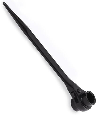 Kiyraglo 19 x 21mm Ratchet Spanner Quick Release Scaffold Wrench, CRV Chrome Vanadium Steel, Black