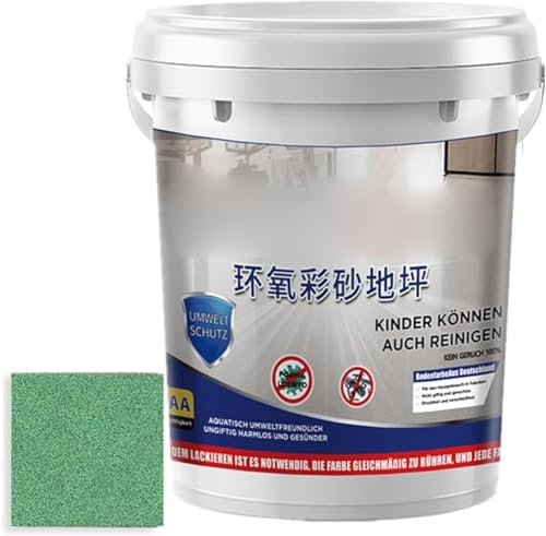 Epoxy Colored Sand Floor Paints, High-Gloss Marble Effect Epoxy Floor Coating, Waterproof Water-Based Epoxy Floors Paint (green)