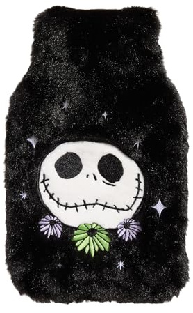 Skinnydip Hot Water Bottle Nightmare Before Christmas Jack Flower Cover with Soft Faux Fur – 300ml Capacity Cute & Fluffy Hot Water Bottle with Twist-Lid Fastening (Nightmare Before Christmas)