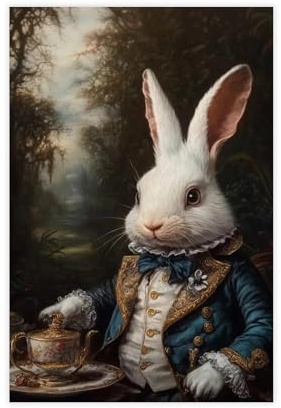 MGHDGD Alice im Wunderland Teeparty-Dekor, Leinwandposter, Wandkunst, Dekordruck, Bild Gemälde für Wohnzimmer, Schlafzimmer, Dekoration, 30 x 45 cm