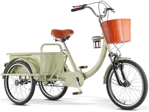 LSQXSS Tricycle Cargo avec Cabine arrière, vélo à 3 Roues avec Roues de 20 Pouces, Tricycle Adulte avec Double freinage, pour Les Loisirs, Le Shopping,Suspension Avant