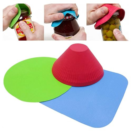 3 Stück Gummi Glasöffner Greifer Pads, Wiederverwendbare Gummi Flaschenöffner Pads, Wärmedämmung Pads Jar Opener Grip Rubber Für Senioren SchwacheHande