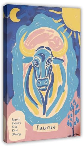 NKALFGH Stier-Poster, Leinwand-Poster, Wandkunstdruck, Bild, Gemälde, 20 x 30 cm