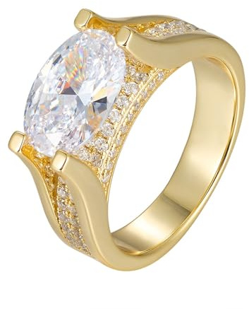 Skcess 9K Gelbgold Verlobungsringe, Ringe 8X12mm Moissanit Weiß 4.5ct Größe 56 (17.8)