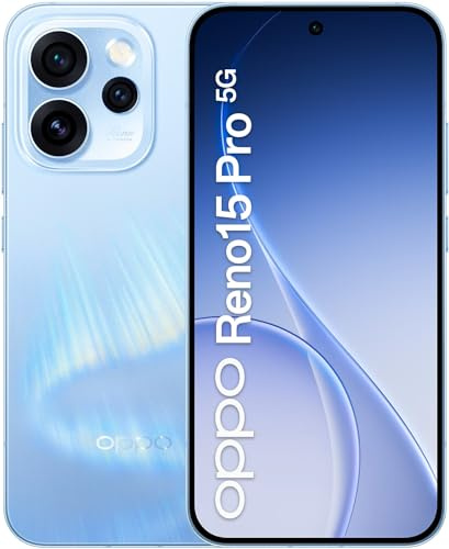OPPO Reno15 Pro Dual-SIM 512 GB ROM + 12 GB RAM (GSM Solo | Nessun CDMA) Smartphone 5G Sbloccato di Fabbrica (Blu Aurora) - Versione Internazionale