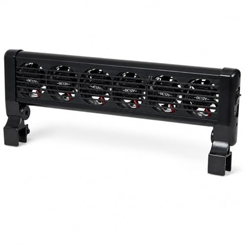 Whimar MultiFan - 6 ventiladores de refrigeración para acuario, sistema de 12 V con 6 ventiladores, bajo consumo de 5,7 W, silencioso < 40 dB, para acuarios abiertos, soporte para cristal de hasta 20