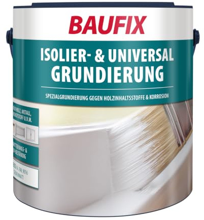 BAUFIX Isolier- & Universal Grundierung 2,5 l | Haftgrund für Metalle, Hartkunststoffe & Holz, mit Rostschutz, isolierend gegen Holzinhaltsstoffe