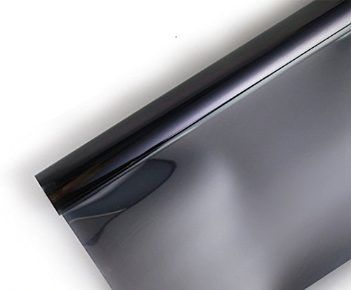 Ommda Fensterfolie Statisch Haftend Sonnenschutz Fensterfolie Blickdicht Von Aussen 97% UV-Schutz Schwarz 100x200cm
