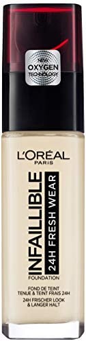 L'Oréal Paris Make-up, Wasserfest und langanhaltend, Flüssige Foundation mit LSF 25, Infaillible 32H Fresh Wear Make-up, Nr. 5 Pearl, 30 ml