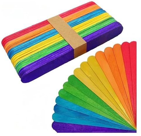 Palillos de madera para piruletas de niños, 50 unidades, colores grandes