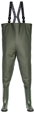 3Kamido Wathose Classic, SCHWARZ und GRÜN Serie 680, Anglerhose Standard, Fischerhose Teichhose Hochwasserhose (40 EU, Grün)