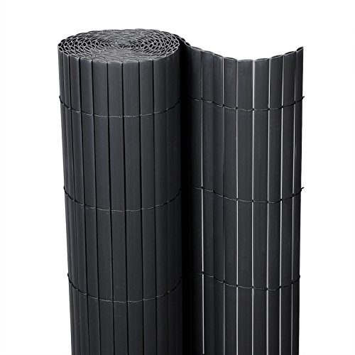 Lestarain PVC Sichtschutzzaun Sichtschutzmatte Gartenzaun Sichtschutz Windschutz für Balkon &Terrasse,Grau 500 * 90cm