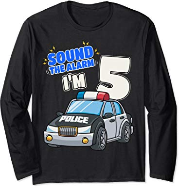 Kinder-Polizeiauto 5 Geburtstag 5 Jahre Polizist Offizier Langarmshirt