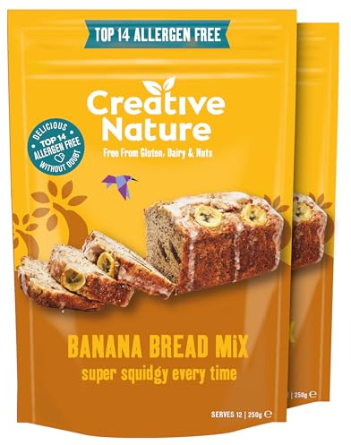 Gluten Free Cake Mix | Creative Nature Banana Bread Vegan Cake Mix | Nut Free, Dairy Free Baking Mix | Top 14 Allergen Free | 2 Pack