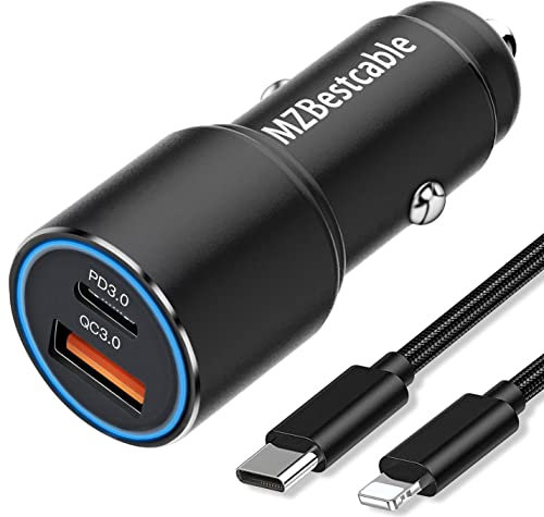 36W Caricabatterie Caricatore Auto per Iphone 11 12/13 14 Pro/13 14 Pro Max/12 Mini/SE 2020 XR XS X 8 7/8 Plus,XS Max,PD 3.0/Quick Charge 3.0,Ricarica Rapida/Carica Veloce+1M Cavo USB C per Iphone