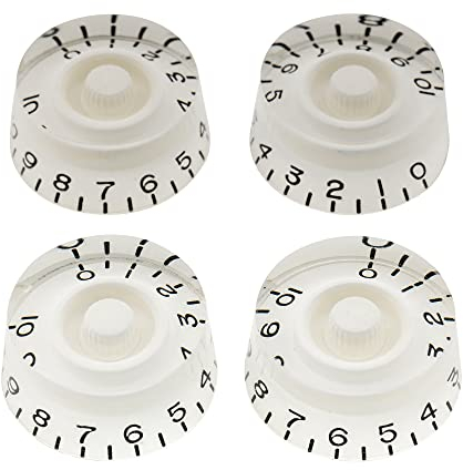Musiclily Pro Linkshänder Imperial Zoll Größe Zylinder-Form Potiknopfe Speed Knobs für USA Les Paul Style E-Gitarre, Weiß (4er Set)