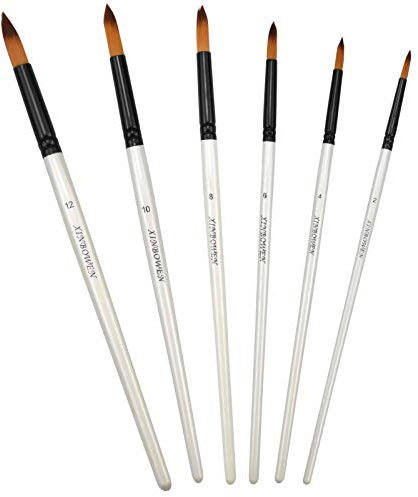 6 Pinceaux Peinture Acrylique Professionnel Rond Pointu Ensemble de Pinceaux pour Acrylique, Huile, Gouche et Aquarelle
