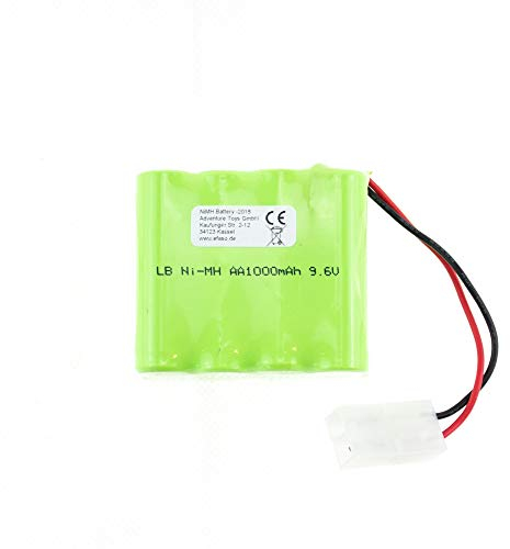 EFASO Batterie 9,6 V 1000 mAh NI-Mh compatible avec les modèles avec fiche Tamiya par exemple Heng Long Panzer Leopard II A5, Abrams M1A2 et divers autres chars RC
