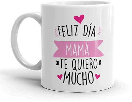 Kembilove Taza regalo día de la madre – Tazas Desayuno para Mamá con Mensaje Feliz día mamá te quiero mucho – Tazas originales – Regalo para madres