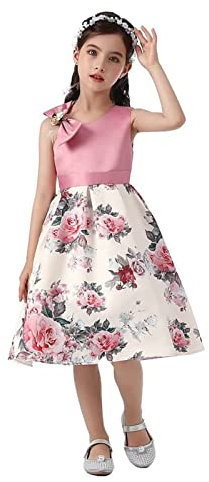 Cichic Abiti da ragazza di fiori per matrimonio compleanno concorso Tea Party Increspature a strati abiti formali floreali 2-10 anni, rosa rosa-01, 5-6 Anni