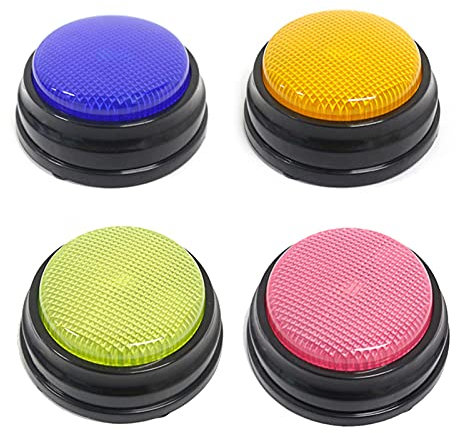 Irishom 4 Stück Buzzer mit Aufnahmefunktion und Licht Sprachaufzeichnung Sound-Taste Interaktives Resources Spielzeug Antwort Buzzer