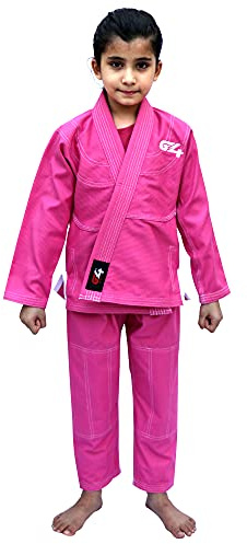 G4 VISION BJJ Kids Jiu Jitsu Gi Brazilian Jiu Jitsu Uniform Kinder Grappling Sanforisierter Kimonos Leichter weißer Gürtel, Rosa, K0, rose, K0