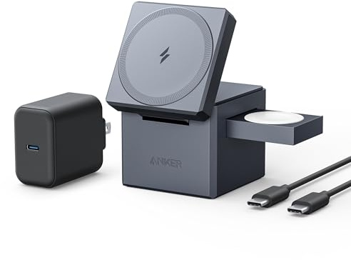 Anker 3-in-1 Cube, 15W Max Fast Charging Foldable Wireless Charger (30W USB-C Charger Included)