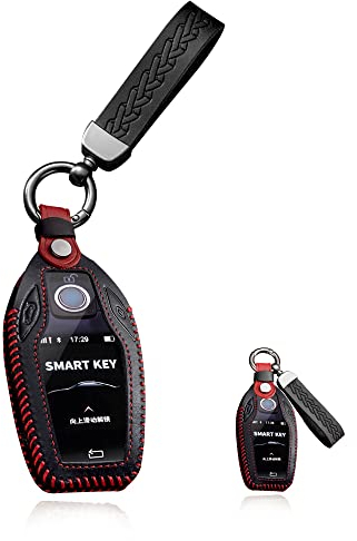 HIBEYO Étui de clé de Voiture en Cuir pour BMW Série 7 G11 G12 5 G30 G31 X3 G01 X4 X5 i8 6 GT Display Key Étui de Protection pour Porte-clés Noir