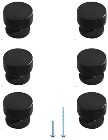 Fanruier 6PCS Modernes minimalistisches rundes schwarzes, goldenes, silbernes, einzelnes Loch Schrank Schuhschrank Möbel Hardware Griff (Schwarz)
