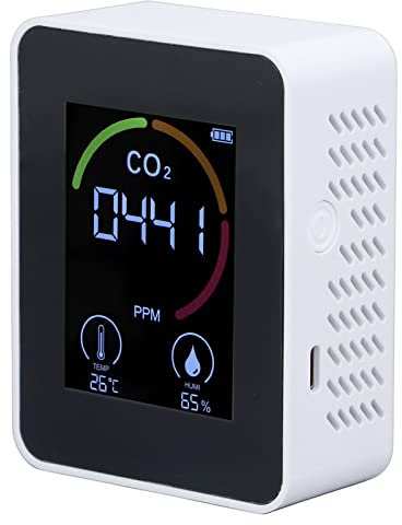 Luftqualitätsmonitor, Vielseitiger USB Ladeluftqualitätsmonitor mit Bildschirmanzeige, Guter Wärmeableitungs CO2 Tester mit 1200 mAh Lithiumbatterie Zur Konfiguration