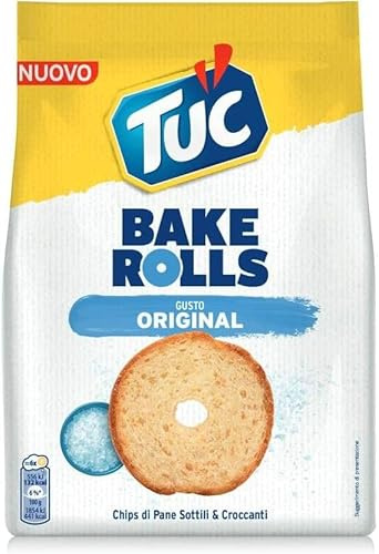 Bake Rolls Crostini Brotchips Original dünn und knusprig Snack 6 x 150g | Gusto classico da aperitivo; geröstete Brotscheiben für Dips und unterwegs, Gesamtnettogewicht 900 g