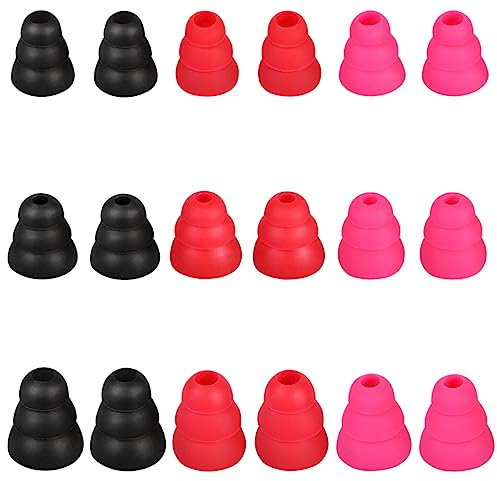 SNHTLS Replacement Earbud Tips Triple Flange Compatible With 3.8-5.5mm Headphones Silicone Earbuds S/M/L 9 Pairs