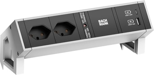 BACHMANN DESK2 2xCH 1xUSB A/C 22W, 0,2m GST18 INOX Schweiz