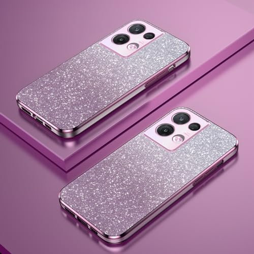 Custodia Telefono Trasparente Compatibile con Oppo Reno 8 Pro 5G Cover Cornice Elettroplaccata Gradiente Glitter Protettiva Sottile TPU