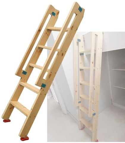 Wooden Bunk Bed Ladder with Handle and Non-Slip Rubber Feet - Perfect Replacement for Loft Bedroom and Dormitories - Suitable for Safe and Easy Access and Durability in Home Furniture
