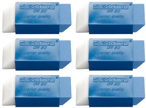 EDDING Radiergummis Plastic DR20 Bleistift und Tinte, 6 Stück