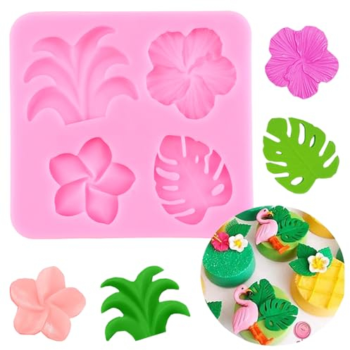 XMOLDNMS Tropische Blumen Blätter Silikonform Plumeria Hibiskus Blume Monstera Blatt Fondant Formen für Kuchen Dekorieren Cupcake Topper Schokolade Süßigkeiten Gummipaste Polymer Clay