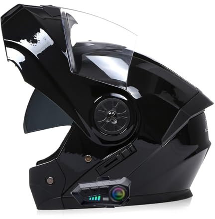 Bluetooth IntéGré Modulable Casque Moto,Flip-Up Casque avec Double Visière Casque Moto Intégral Casque Scooter Moto Anti-BuéE Double Miroir Homme Femme Casque ECE Homologué
