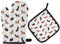 Ufuson Ofenhandschuhe und Topflappen mit Cartoon-Motiv Happy Dackel, trendige Hunde, Küchenhandschuhe, heiße Pads, hitzebeständige Handhabung, Kochen, Kochgeschirr, Backgeschirr, BBQ