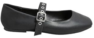 Yours - Buckle Detail Mary Jane Rivet Flats in Extra Wide Eee Fit - Women's Black