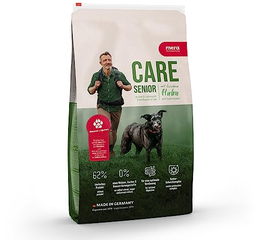 mera Care Senior Huhn, Trockenfutter für ältere Hunde ab 9 Jahre, mit 62% tierischen Protein und Senior Schutzkomplex, ohne Weizen (3x1kg)
