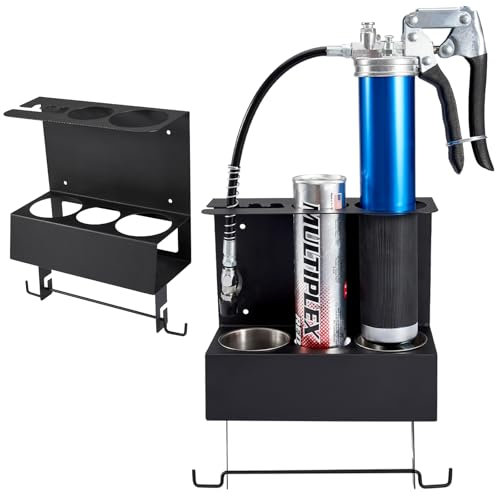 Gedlex Grease Gun Holder Wall Mount, Grease Gun Garage Organizer Wall Mount, Grease Gun Storage Rack with Removable Drip Cups, Storage Organizer for Garages with Towel Rack